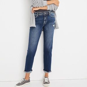 KanCan High Rise Frayed Waist Rolled Hem Distressed Boyfriend Jeans
